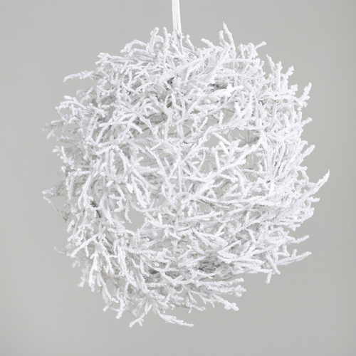 Visuel 1 du produit Branche décorative forme boule enneigée blanche - Ø 40 cm