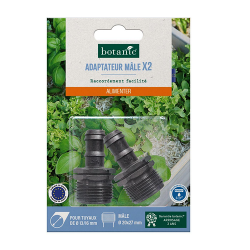 Visuel 1 du produit 2 Branchements cannelés mâle 20 x 27 mm botanic® - Arrosage goutte à goutte