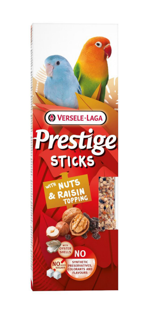 Visuel 1 du produit Friandises pour petits perroquets Versele Laga Prestige Sticks Noix & Garniture de Raisin - 2 x 30 g