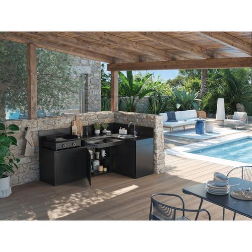 Visuel 5 du produit Support desserte pour plancha coloris noir en acier - 80 x 60 x 109 cm