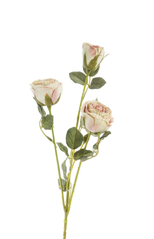 Visuel 1 du produit Fleur artificielle en papier tige avec 3 roses en bouton coloris blanc - H 61 cm