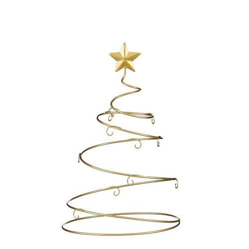 Visuel 1 du produit Mini sapin étoilé à poser en métal doré - Ø 25 x H 40 cm