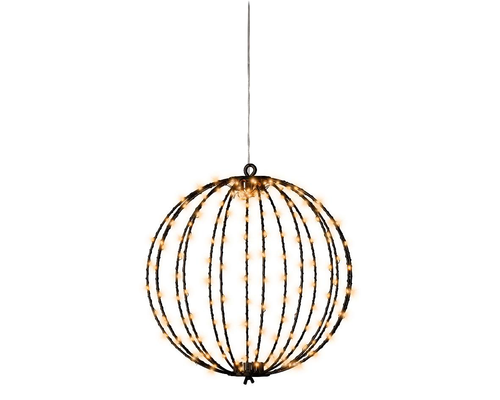 Visuel 1 du produit Boule lumineuse noire à 192 micro-LED blanc orangé pour extérieur - Ø 28 cm