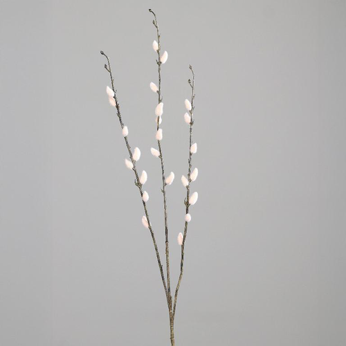Visuel 1 du produit Branche artificielle de chatons de saule en osier rose clair à 3 rameaux - 77 cm