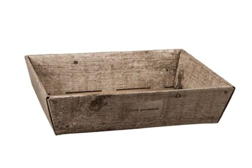 Visuel 1 du produit Corbeille Lorriane en carton imitation bois grisé certifiée FSC® Cav service - 42 x 31 x 10 cm