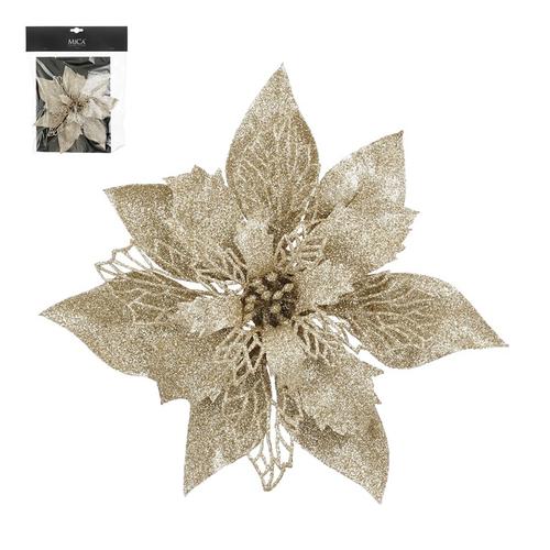 Visuel 1 du produit Poinsettia à clipser en polystyrène champagne - Ø 20 cm