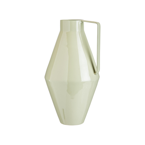 Visuel 1 du produit Vase forme amphore en métal vert d’eau - 14 x 15 x 26 cm