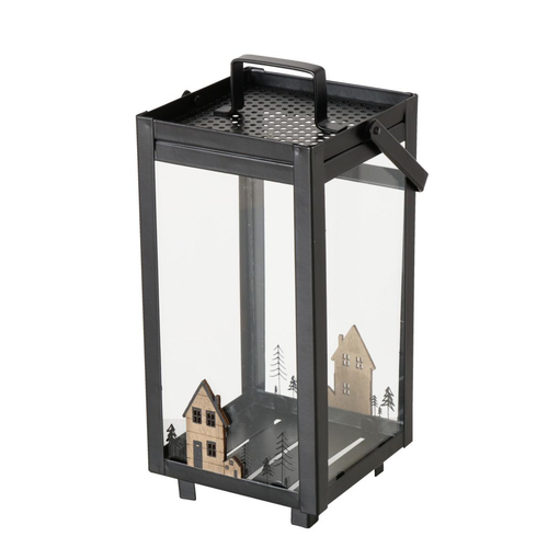 Visuel 1 du produit Lanterne Homewood coloris noir en bois - 15 x 15 x 31 cm