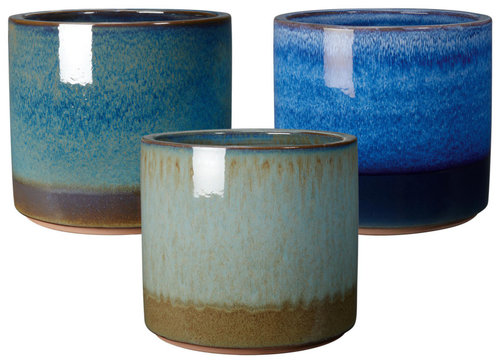 Visuel 1 du produit Pot en terre cuite émaillée coloris bleu Deroma Océan - Ø 38 x H 34 cm