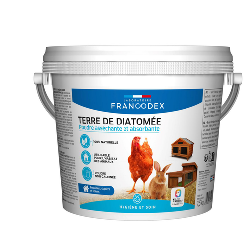Visuel 1 du produit Terre de diatomée pour poulaillers, clapiers et litières Francodex - seau de 2,5 kg