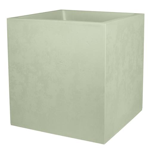 Visuel 1 du produit Pot carré en plastique coloris vert amande Poetic Basalt - 49,5 x 49,5 x 49,5 cm