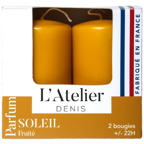 Visuel 1 du produit Bougies cylindriques ocre parfum soleil fruité L’Atelier de Denis - L’étui de 2