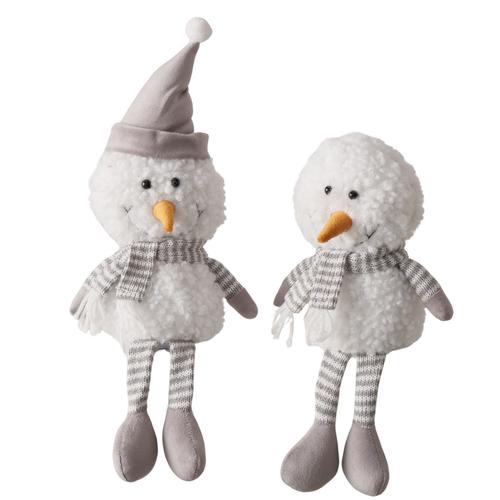 Visuel 1 du produit Figurine bonhomme de neige marron et blanc Triano - 14 x 12 x 34 cm