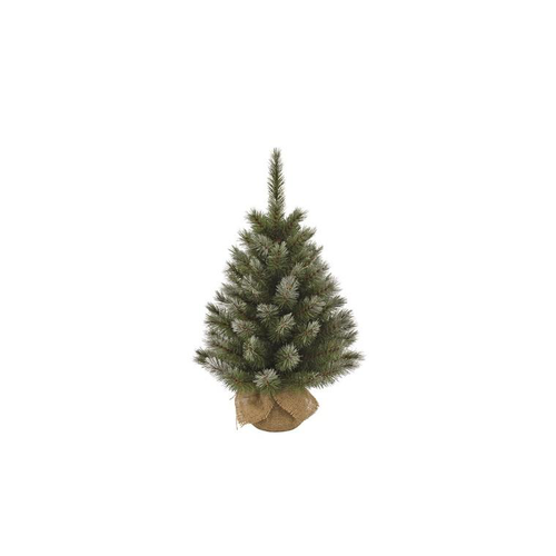 Visuel 1 du produit Sapin de Noël artificiel coloris vert givré avec toile de jute Pittsburgh - 90 cm