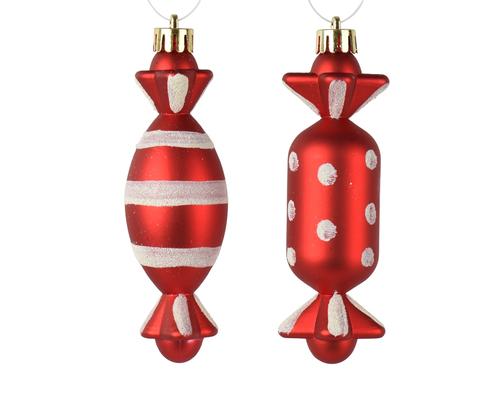 Visuel 1 du produit Sac de 9 bonbons décoratifs à suspendre en polystyrène rouge - Ø 2,5 x H 12 cm
