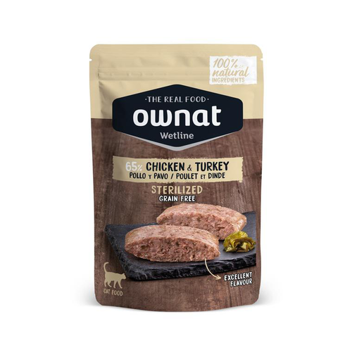 Visuel 1 du produit Alimentation humide pour chat stérilisé poulet et dinde Ownat Wetline - 85 g