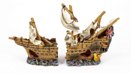 Visuel 1 du produit Décoration pour aquarium coloris multicolore en résine bateau pirate échoué Aquatlantis - 25 x 10,5 x 17 cm