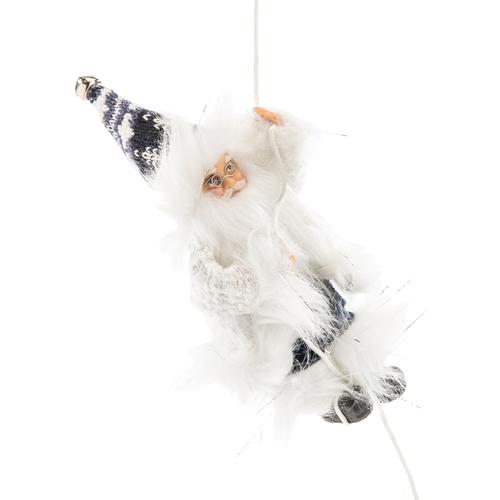Visuel 1 du produit Père Noël décoratif Boréal grimpeur en polyester coloris bleu et blanc - H 18 cm