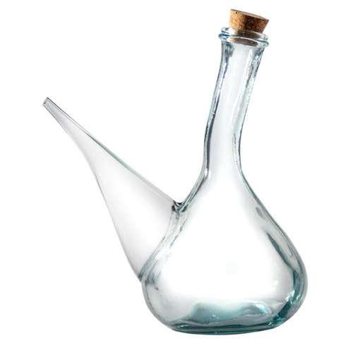 Visuel 1 du produit Huilier Porron avec bouchon en liège coloris transparent en verre recyclé - 50 cl