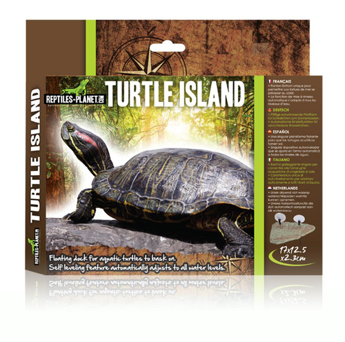 Visuel 1 du produit Île flottante pour tortue aquatique avec ascenseur coloris marron Reptile Planet Turtle Island - Taille S - 17 x 12,5 x 2,3 cm
