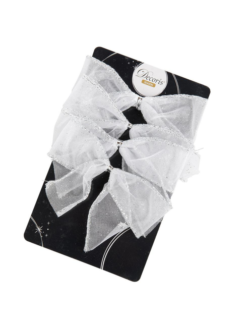 Visuel 2 du produit Nœud polyesther à paillettes blanc - 2,50 x 10 x 10 cm