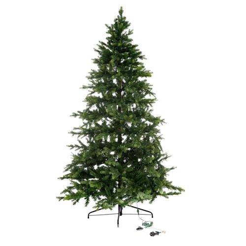 Visuel 1 du produit Sapin de Noël artificiel coloris vert en PVC pré-illuminé LED blanc chaud Galloway - H 210 x Ø 130 cm