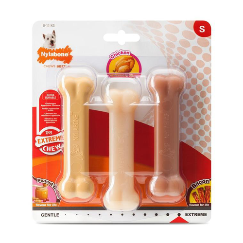 Visuel 1 du produit Pack de 3 os à mâcher Nylabone 3 saveurs taille S