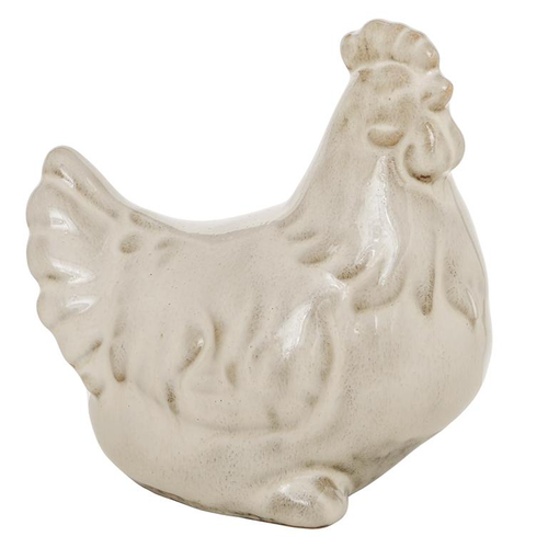 Visuel 1 du produit Poulette décorative en porcelaine blanc crème Hahnina - 12,5 x 8,5 x 13 cm