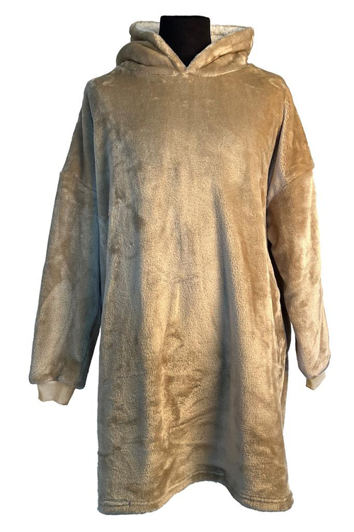 Visuel 1 du produit Sweatplaid grège en polyester avec poche Tender - 76 x 89 cm