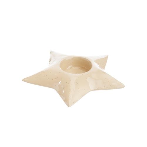 Visuel 1 du produit Photophore étoile en métal beige - Ø 12 x H 3 cm