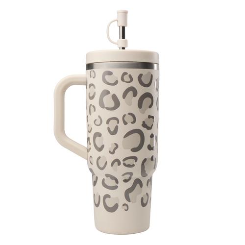 Visuel 1 du produit Gourde nomade isotherme Travel Cup Wild en inox coloris beige sable Qwetch - 900 ml