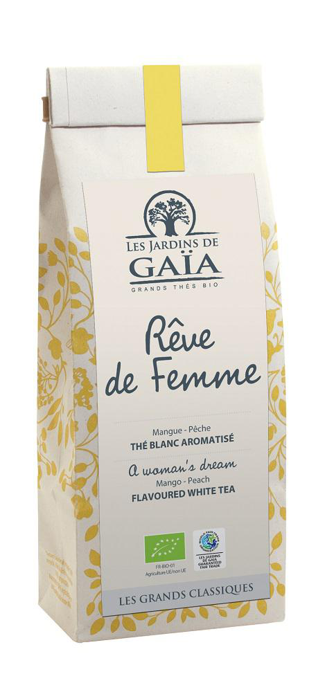 Visuel 1 du produit Thé blanc bio mangue saveur pêche rêve de femme Les jardins de Gaïa - 50 g