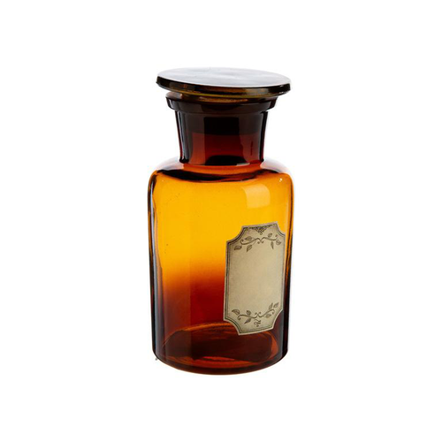 Visuel 1 du produit Bouteille déco style herboristerie en verre fumé ocre - Ø 7 x H 12,5 cm