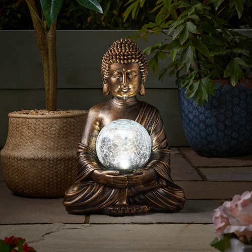 Visuel 5 du produit Globe solaire Buddha coloris transparent effet blanc froid Smartgarden - 36,5 x 26 x 22 cm