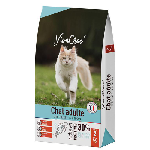 Visuel 1 du produit Croquettes pour chat adulte stérilisé au poisson VivaCroc – 2 kg