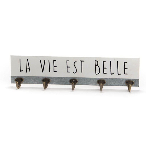 Visuel 1 du produit Patère La vie est belle en MDF et métal - 45 x 11,5 x 5 cm