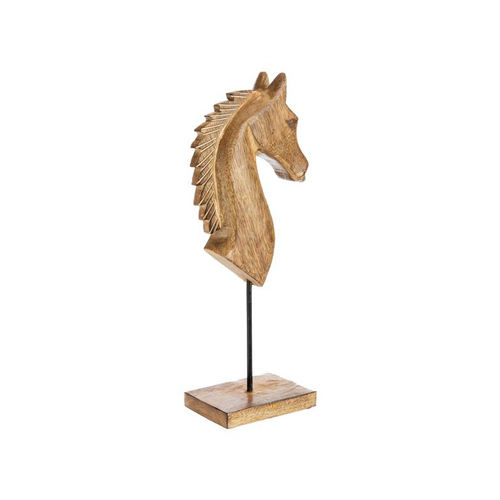 Visuel 1 du produit Décoration tête de cheval à poser en bois de manguier - 38 x 12 x 9 cm