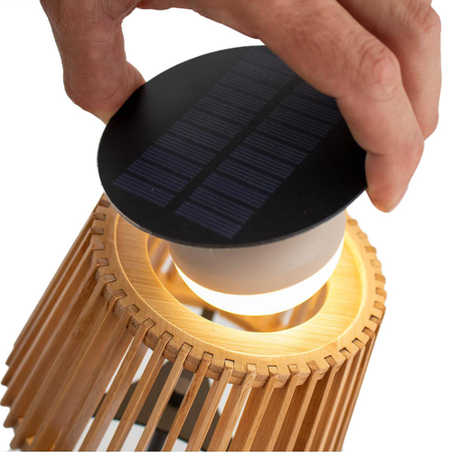 Visuel 6 du produit Lampe solaire Okinawa coloris marron effet blanc chaud en métal Newgarden - 20 à 30 cm