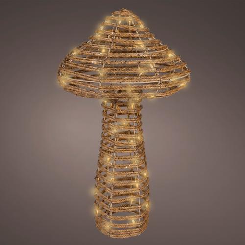 Visuel 2 du produit Décoration lumineuse de Noël champignon en résine tressée coloris marron LED blanc orangé effet flash extérieur - H 58 x Ø 35 cm