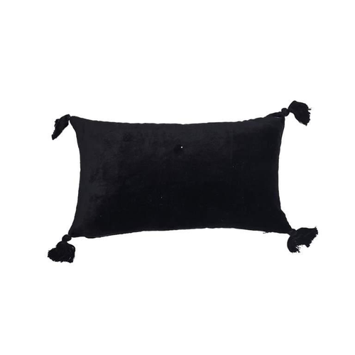 Visuel 1 du produit Coussin cale-rein coloris noir en coton velours - 20 x 35 cm