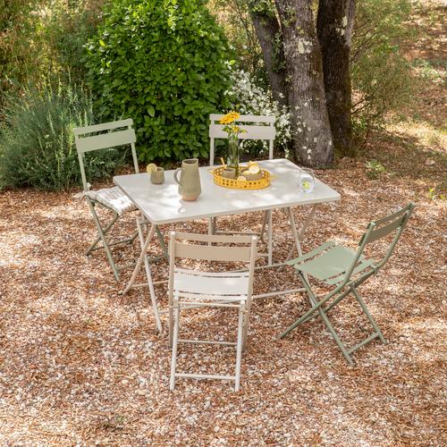 Visuel 5 du produit Table de jardin pliante Clivia en acier - 110 x 70 x 71 cm Beige