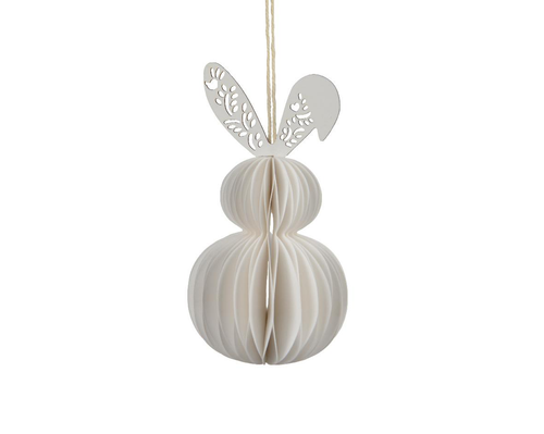 Visuel 1 du produit Lapin en papier blanc avec oreilles ajourées - Ø 6 x H 12 cm