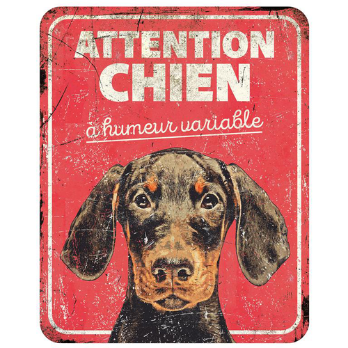 Visuel 1 du produit Panneau d'avertissement dobermann coloris rouge en métal galvanisé D&D Home - 25 x 20 x 0,3 cm