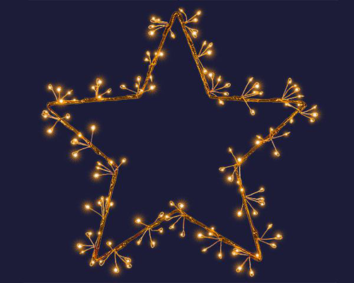 Visuel 1 du produit Étoile lumineuse à 125 micro-LED ambre sur câble marron - Ø 40 cm