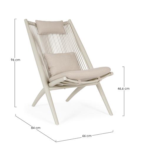 Visuel 5 du produit Fauteuil lounge sable en aluminium et corde Bizzotto Aloha - 66 x 84 x 98 cm