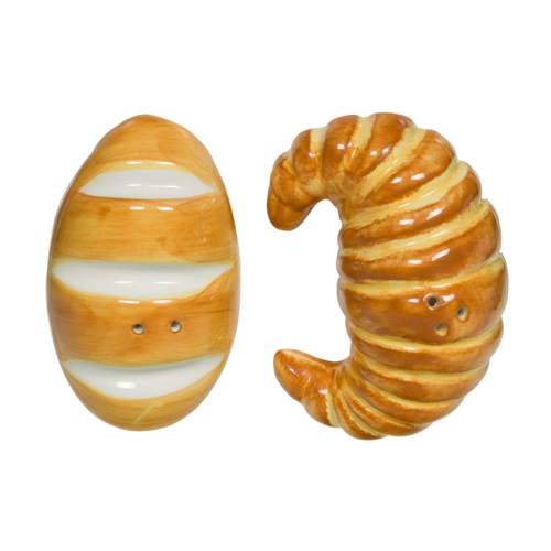 Visuel 1 du produit Ensemble salière et poivrière Petit Déj’ croissant et baguette - 6 x 3,5 x 9 cm