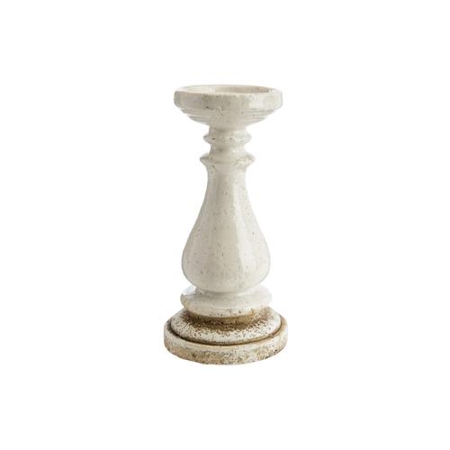 Visuel 1 du produit Bougeoir en céramique beige et blanc Artisan - Ø 9 x H 22 cm