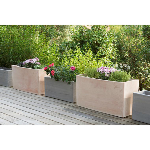Visuel 2 du produit Jardinière haute en terre claire 62x26x34 cm