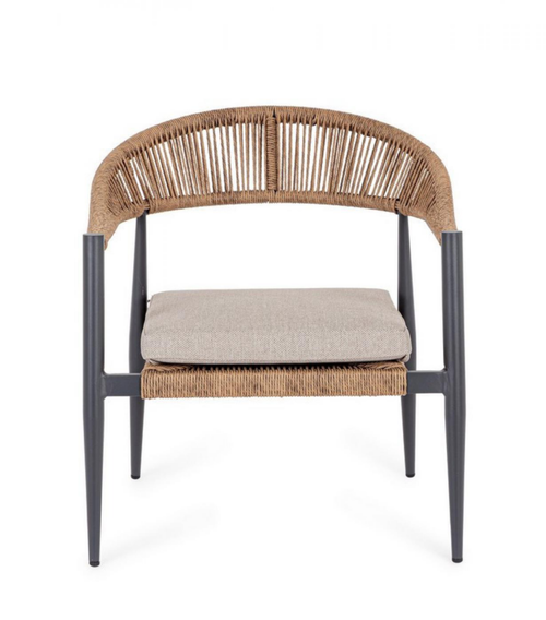 Visuel 5 du produit Fauteuil empilable anthracite et naturel, aluminium et résine, BIZZOTTO JANDIA