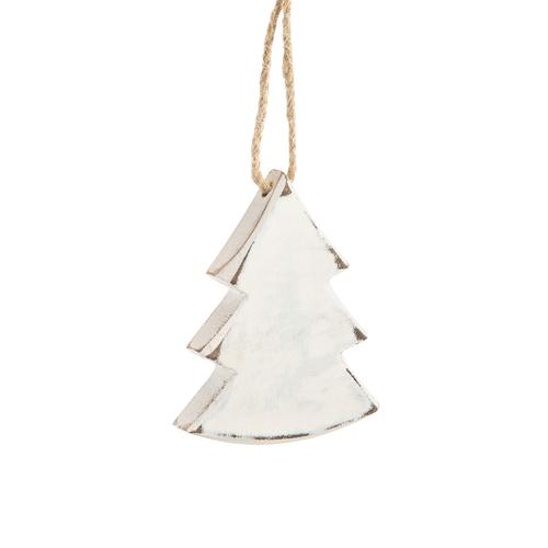 Visuel 1 du produit Suspension sapin en bois blanc - 8 x 10 cm